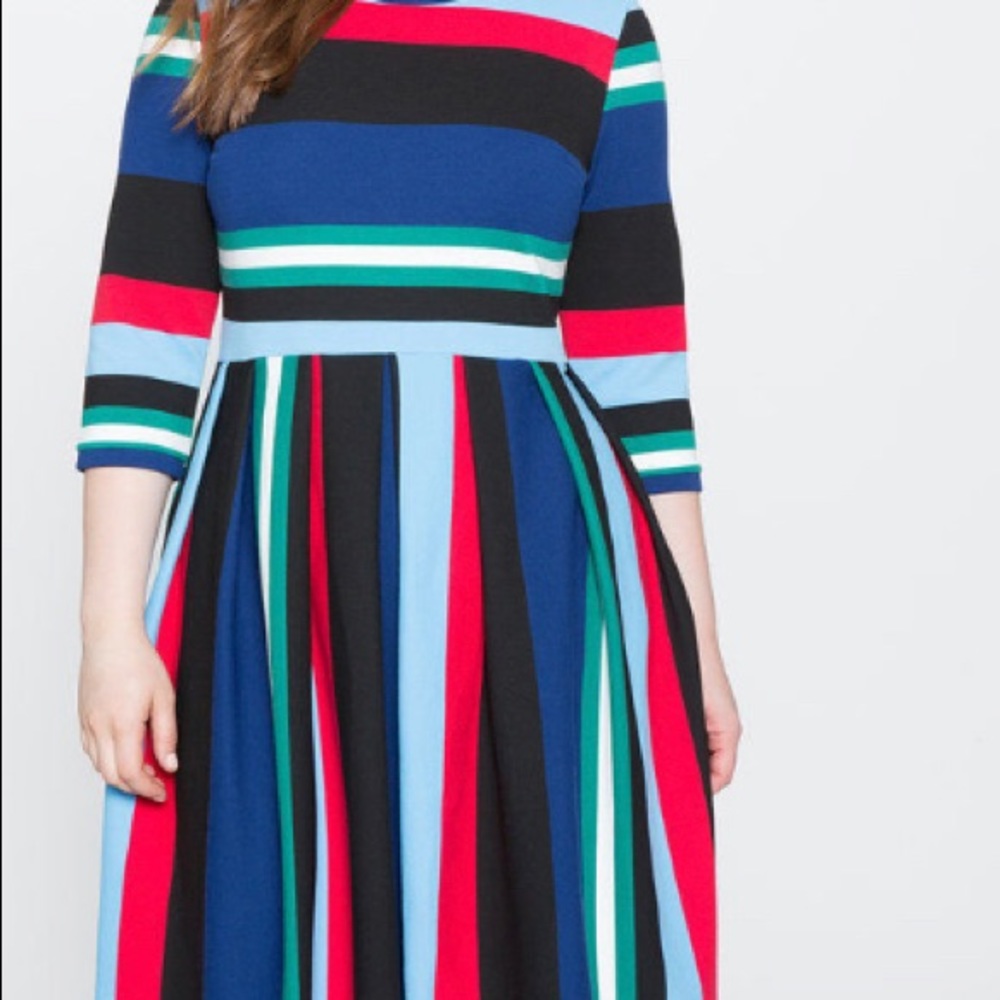 Eloquii Opposing Striped Knit Dress